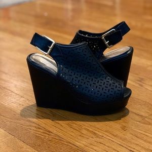 Madden Girl Black Wedges (never worn)